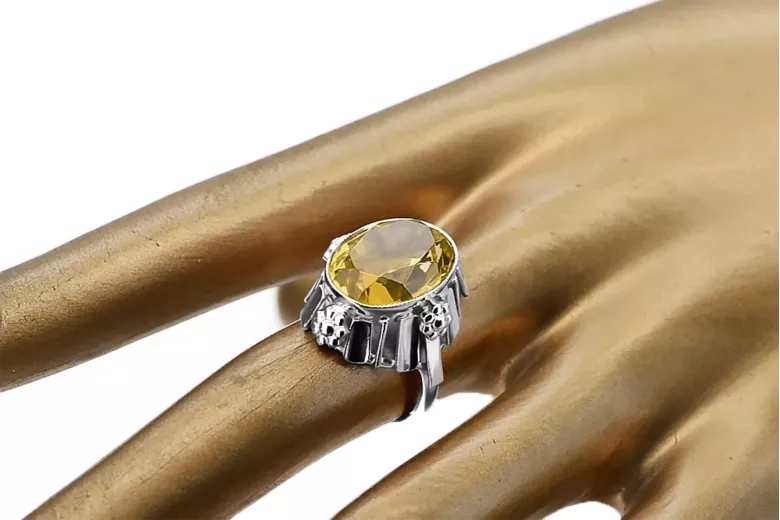 Ring Yellow Peridot Sterling silver 925 Vintage craft vrc043s
